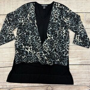 Black and Gray Leopard Print Cardigan
